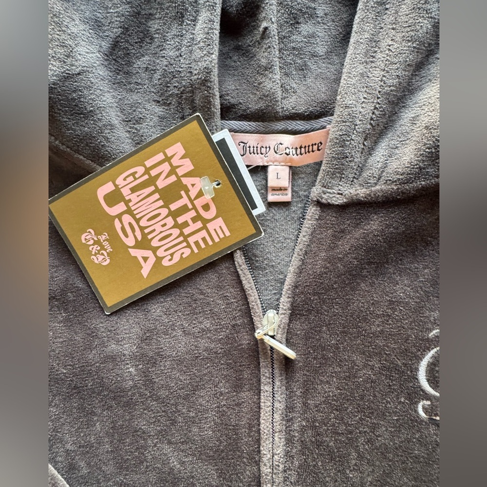 NWT Women’s Juicy Couture Charcoal Gray Zip-Up Sweatsuit - Picture 4 of 10